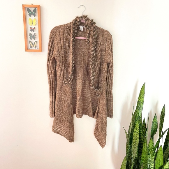 RXB, Size Small, Brown/Fur Cardigan Sweater - Picture 1 of 2